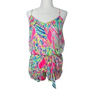 EUC Lilly Pulitzer Deanna Shorts Romper in Palm Reader Print, Size XS